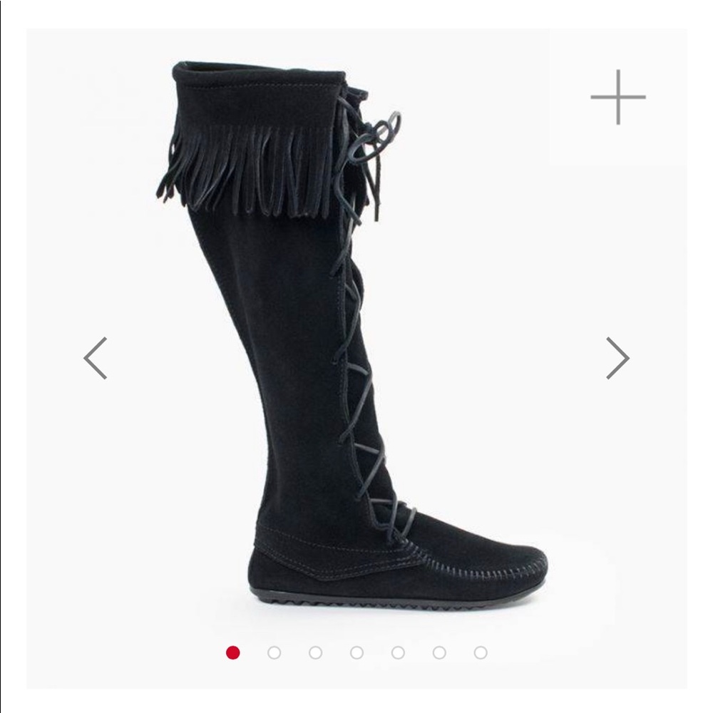 NEW Black knee high suede moccasin boots